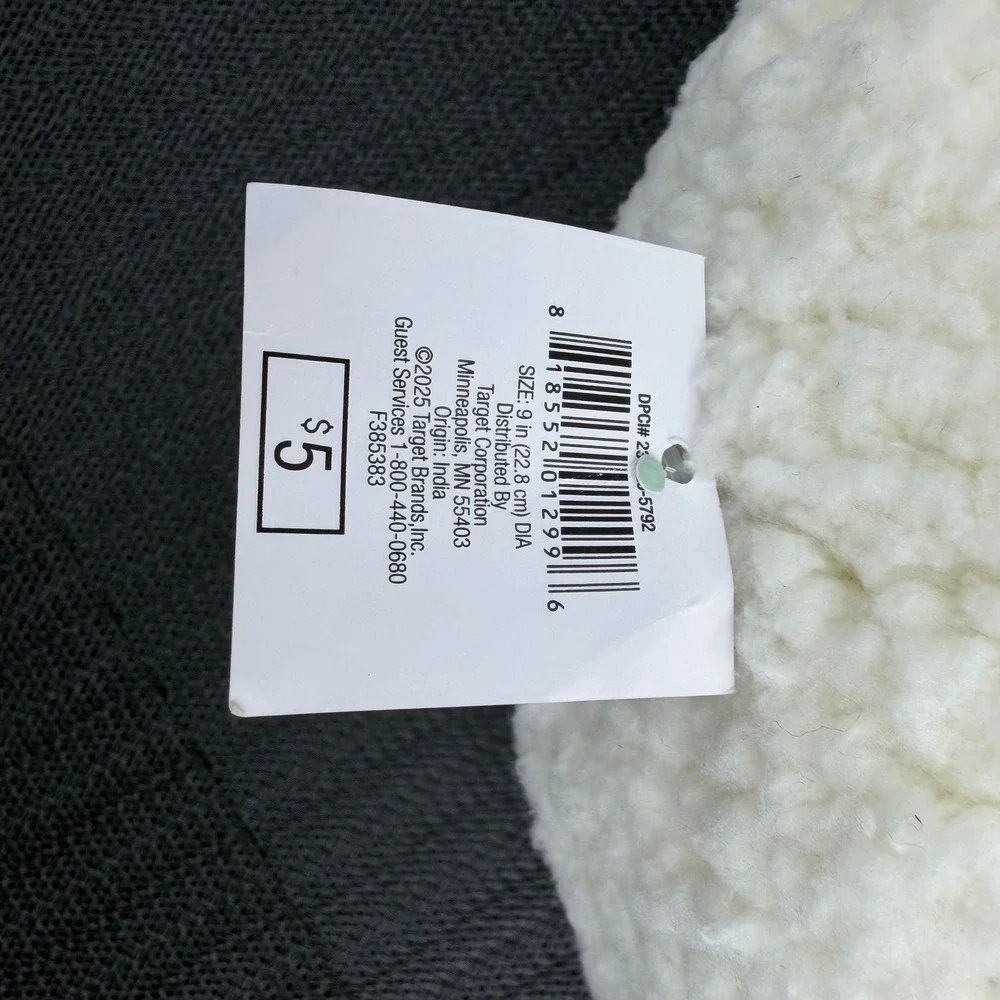 Target Cream Sherpa Decorative Ball Pillow 9 Inch Round Plush Accent Cream White